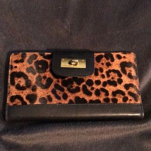 J Crew leopard and leather wallet/clutch